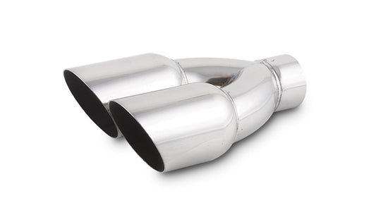 Dual 3.5in Round Stainle ss Steel Tips Single Wal